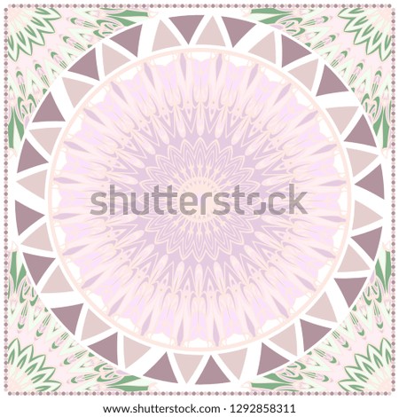 Card Template With Floral Mandala Pattern. Vector Template. Islam, Arabic, Indian, Mexican Ottoman Motifs. Hand Drawn Background. Pastel color.