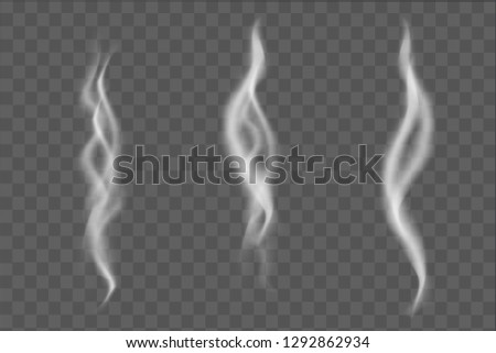 vector illustration of realistic smoke set isolated on transparent background