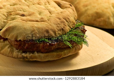 Serbian barbecue, Balkan type pljeskavica, burger, hamburger