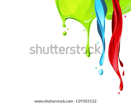red , blue, green color fluid flow from above