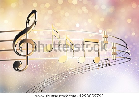 Golden Notes on note background