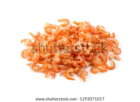 dried shrimp isolated on a white background, photography