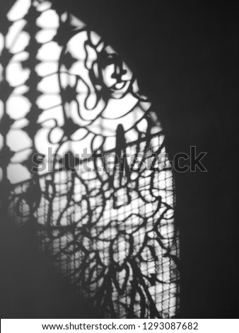 abstract shadow of metal door in temple Thailand