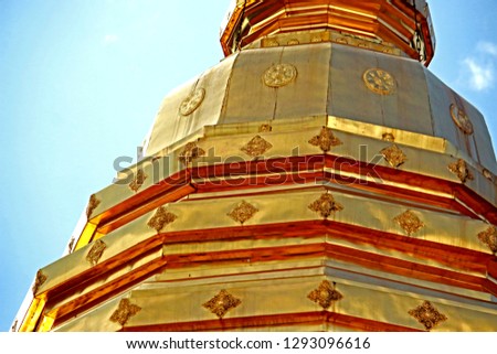 Traditional Thai style pattern on pagoda in Thai temple