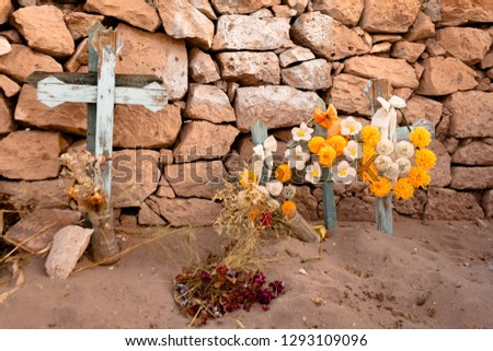 Cemetery in the desert of Chile village of Toconao