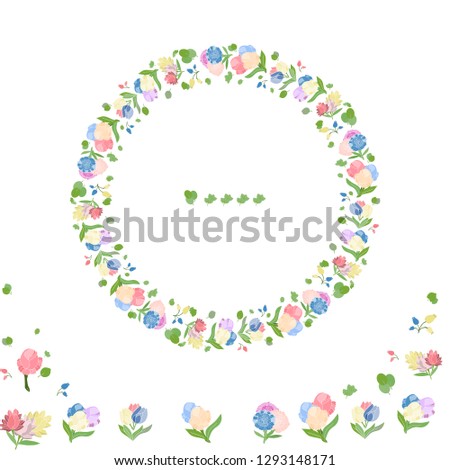 Floral wreath on isolated background.