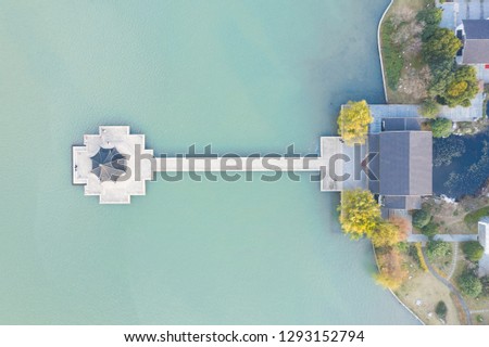 Aerial photography of Suzhou Jinji Lake Ligong Dike
