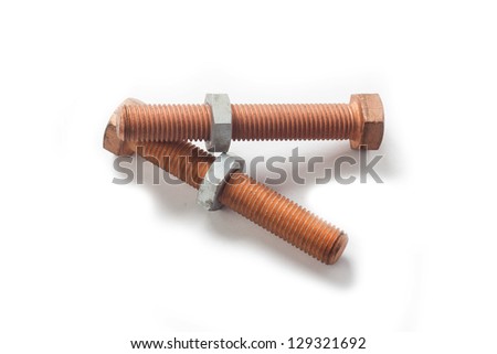 Fasteners on the white background