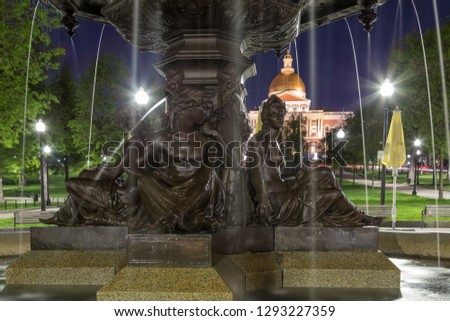 Brewer Fountain at Night in Boston