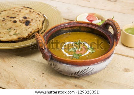Dal Makhani with  Vegetable Stuff Paratha or Indian Bread