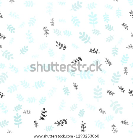 Light BLUE vector seamless doodle backdrop with leaves, branches. An elegant bright illustration with leaves and branches. Pattern for design of fabric, wallpapers.