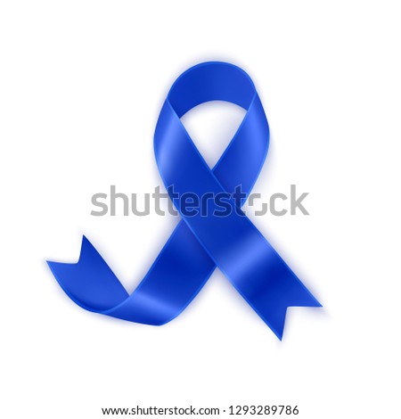 Awareness dark blue ribbon isolated on white background, Navy blue awareness ribbon for Colon Cancer and Colorectal Cancer symbol