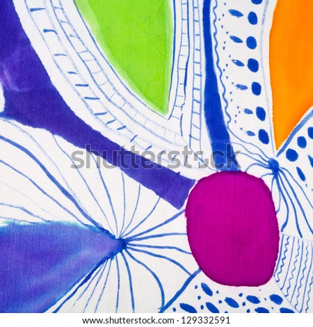 abstract floral ornament on silk hand made batik