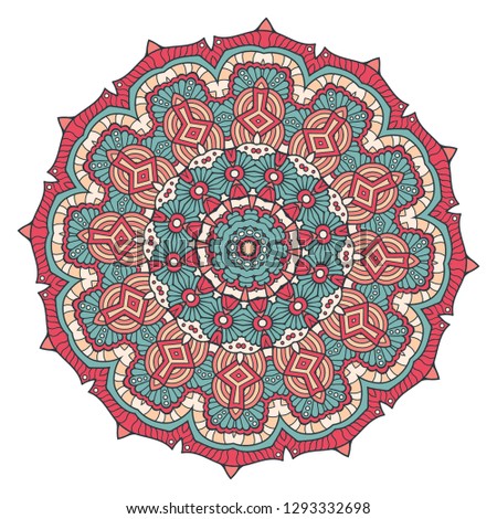 Indian Colorful Mandala Design. Vintage decorative elements. Oriental pattern, vector illustration. Islam, Arabic, Indian, turkish, pakistan, chinese, ottoman motifs