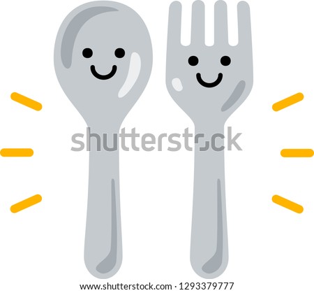Characters of spoon and fork smiling Royalty-Free Stock Photo #1293379777