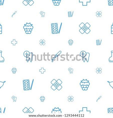 health icons pattern seamless white background. Included editable outline paints, pipette, medical cross, mulberry, dental care, bandage icons. health icons for web and mobile.