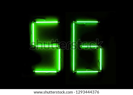 5g neon lighted up. On the black background.