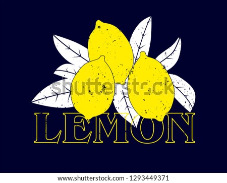 Illustration with lemons for t shirt design and print.