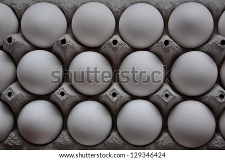 Top view of eggs in rows