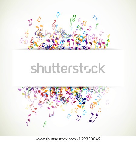 Vector Illustration of an Abstract Background with Colorful Music notes