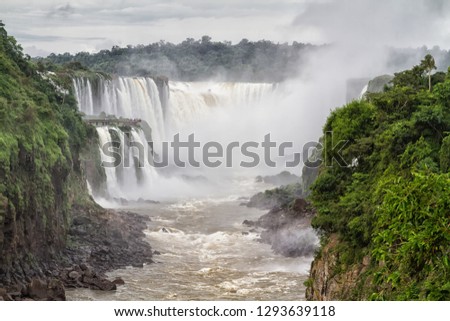 The famous Iguazu Falls on the border of Brazil and Argentina, South America