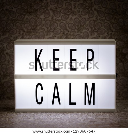 Lightbox with Powerful, Inspirational and Motivational Two Word Quote, Keep Calm