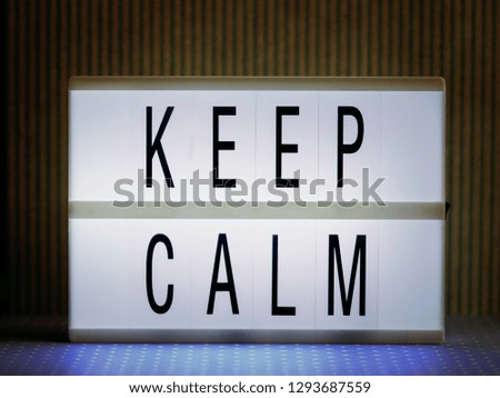 Lightbox with Powerful, Inspirational and Motivational Two Word Quote, Keep Calm