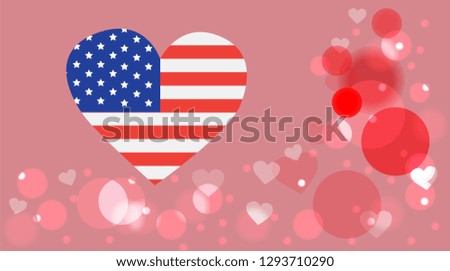 Love USA, America. Happy Independence Day, July 4th - Fourth of July, American Flag Vector