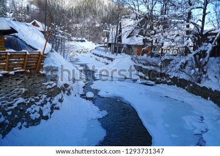 Village in wintertime                               