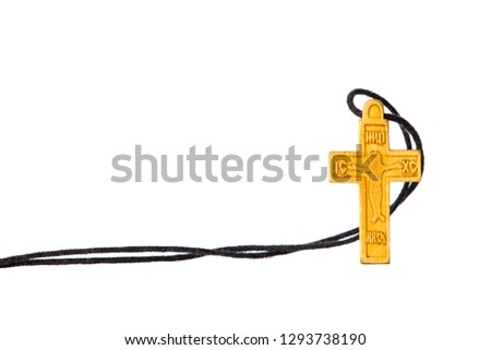 Church wooden cross isolated on white