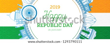 Republic Day in India. Vector Illustration. 26 January and Indian Flag