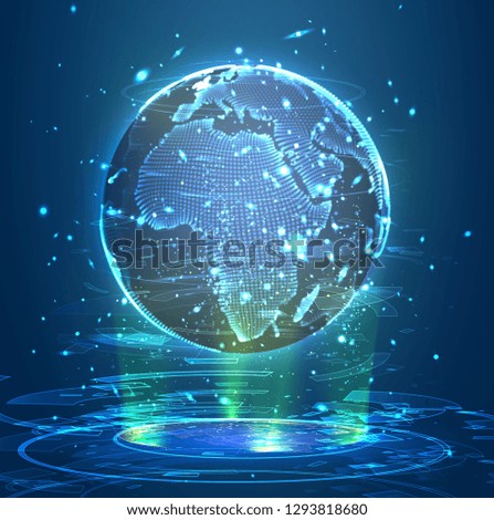 vector 3D planet earth on a background of multicolored background