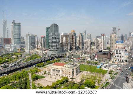 China Shanghai Opera House and  city skyline