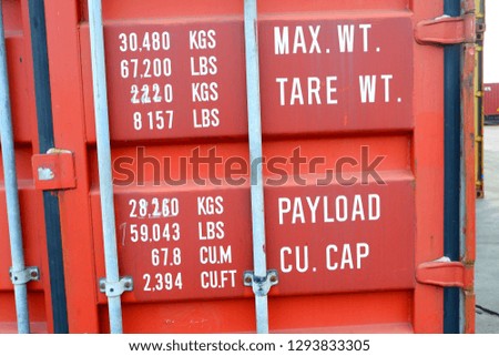 Container weight sticker Container door front