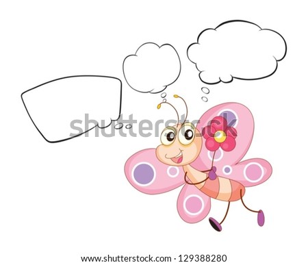 Illustration of a pink butterfly with empty callouts on a white bakground