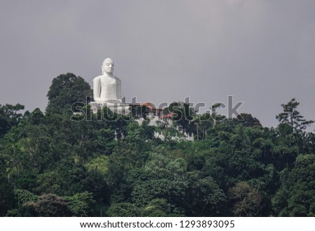 Giant Buddha statue on the mountain in Kandy, Sri Lanka.