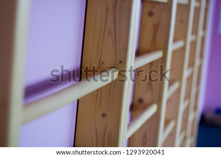 wooden staircase in the gym