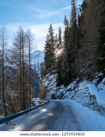 Frozen Martell lake in South Tyrol