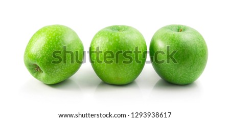 green apple isolated on a white background, photography