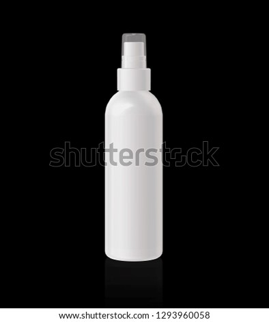 White spray bottle on black background mockup