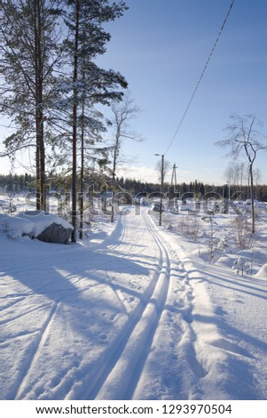 Winter landscape Finland Sunny day