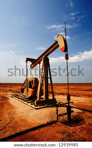 An oil pump or pump-jack on the plains of west Texas, United States of America
