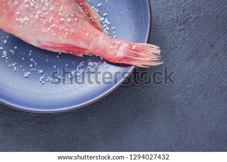 Fish perch and salt for cooking. Seafood healthy diet food.