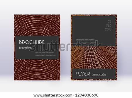 Black cover design template set. Gold abstract lines on maroon background. Alluring cover design. Captivating catalog, poster, book template etc.