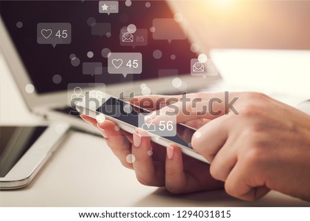 Young women using smart social media concept phones,Social media,social network concept with smart phone - Image
    
    - Image