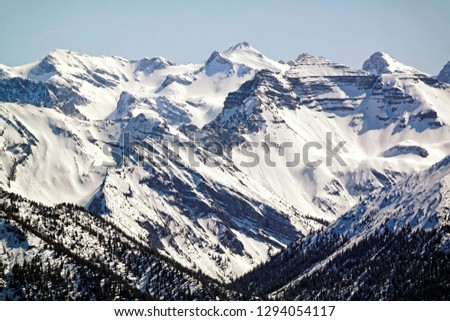 Snowy mountains peaks of the Bavarian Alps in winter, Bavaria, Germany