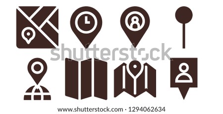  marker icon set. 8 filled marker icons. Simple modern icons about  - Placeholder, Map, Gps, Pin