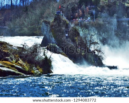Great rock on the Rhine Falls, Neuhausen am Rheinfall - Canton of Schaffhausen, Switzerland