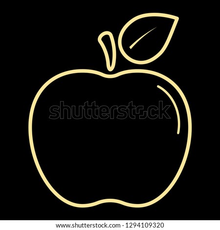 Vector illustration of contour golden apple symbol.