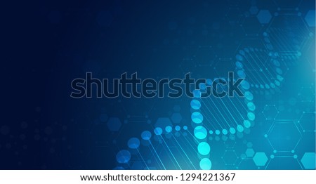 DNA digital, sequence, code structure with glow. Science concept and nano technology background. vector design. Royalty-Free Stock Photo #1294221367